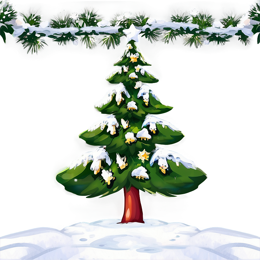 Cartoon Christmas Tree Winter Wonderland Png Abr PNG Image