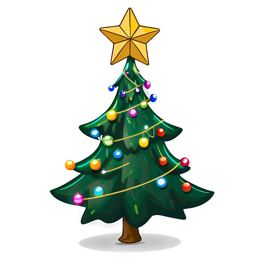 Cartoon Christmas Tree With Star Png Xas PNG Image