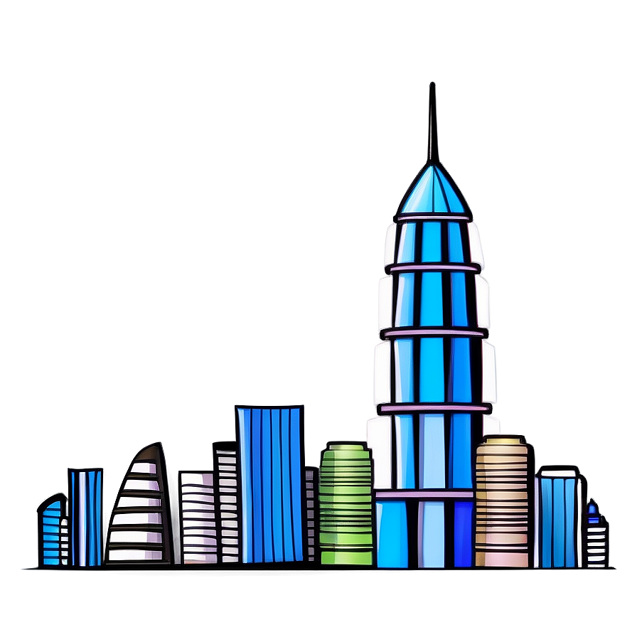 Cartoon City Skyline Png 06202024 PNG Image