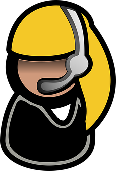 Cartoon Construction Worker Headset PNG Image