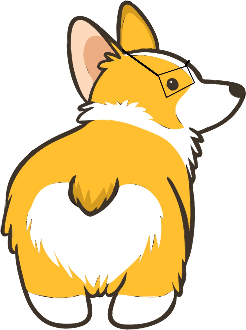 Cartoon Corgi Wearing Glasses PNG Image