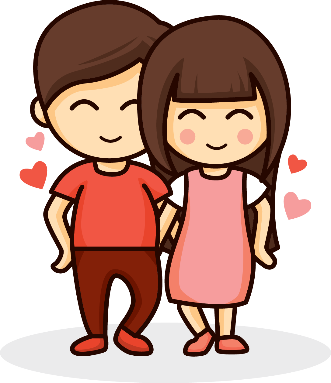 Cartoon Couple Embrace Love PNG Image