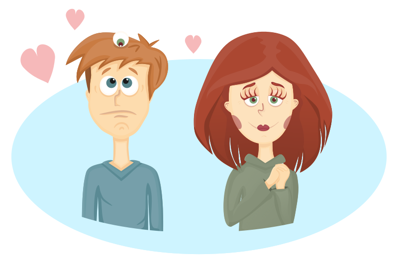 Cartoon Couple Emotions PNG Image