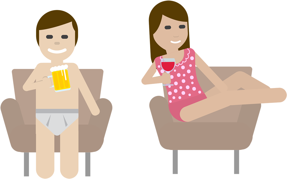 Cartoon Couple Enjoying Drinks PNG Image