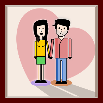 Cartoon Couple Holding Hands PNG Image