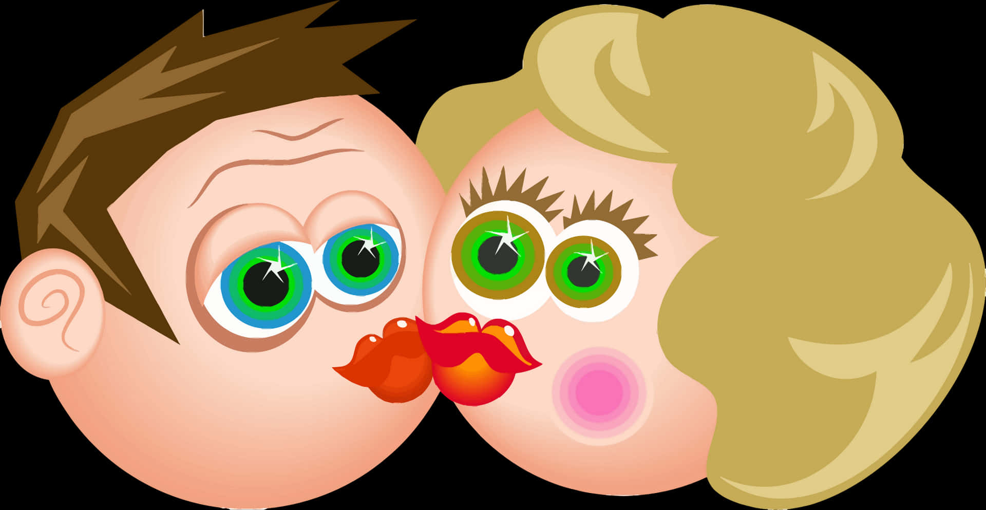 Cartoon Couple Kissing PNG Image