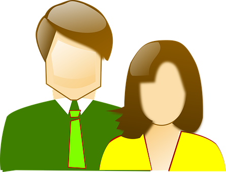 Cartoon Couple Portrait PNG Image