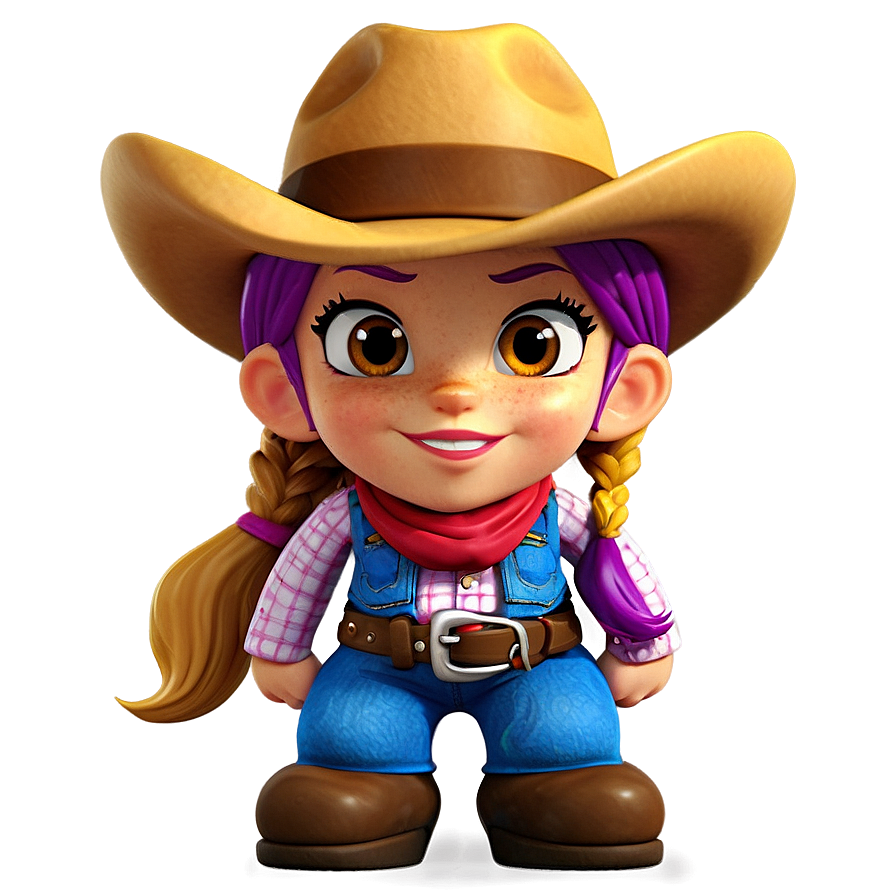 Cartoon Cowgirl Character Png 06112024 PNG Image