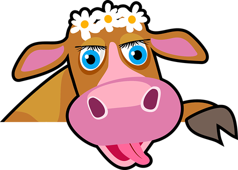 Cartoon Cowwith Daisy Headband PNG Image