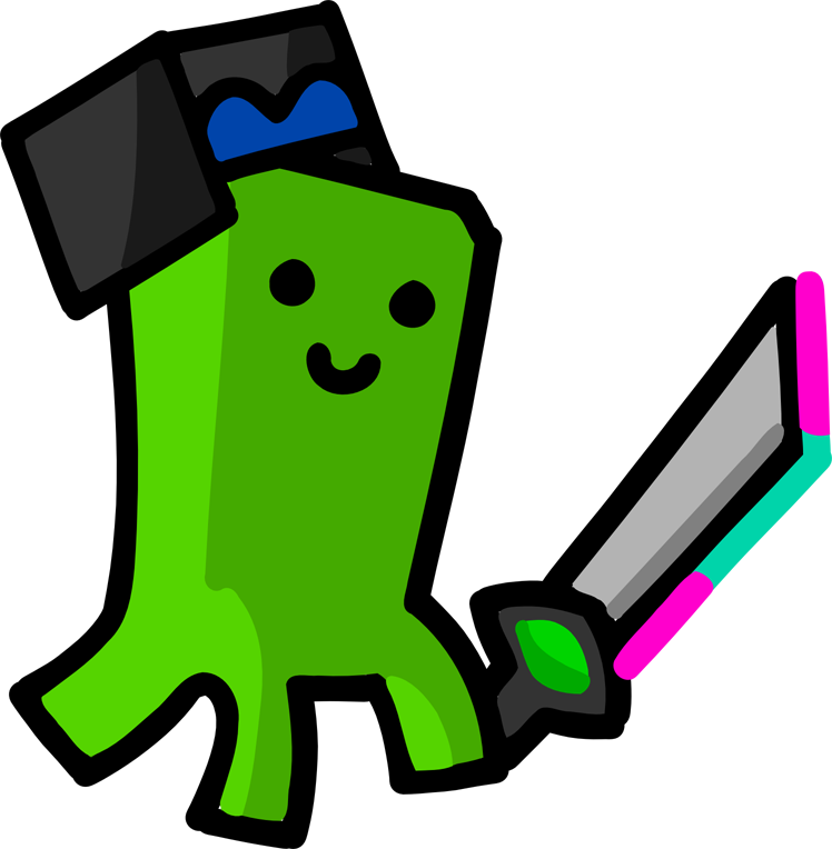 Cartoon Creeperwith Sword.png PNG Image