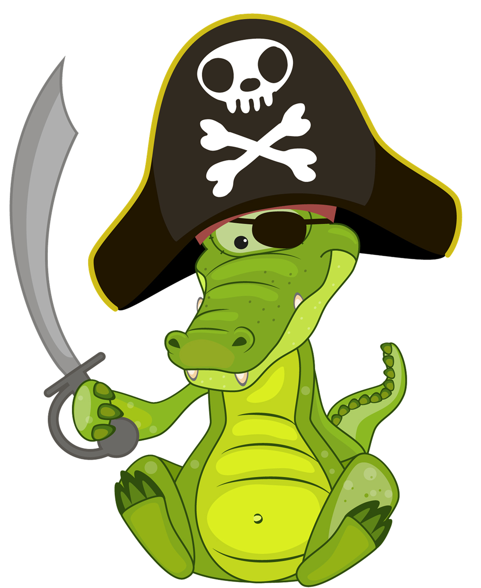 Cartoon Crocodile Piratewith Sword PNG Image