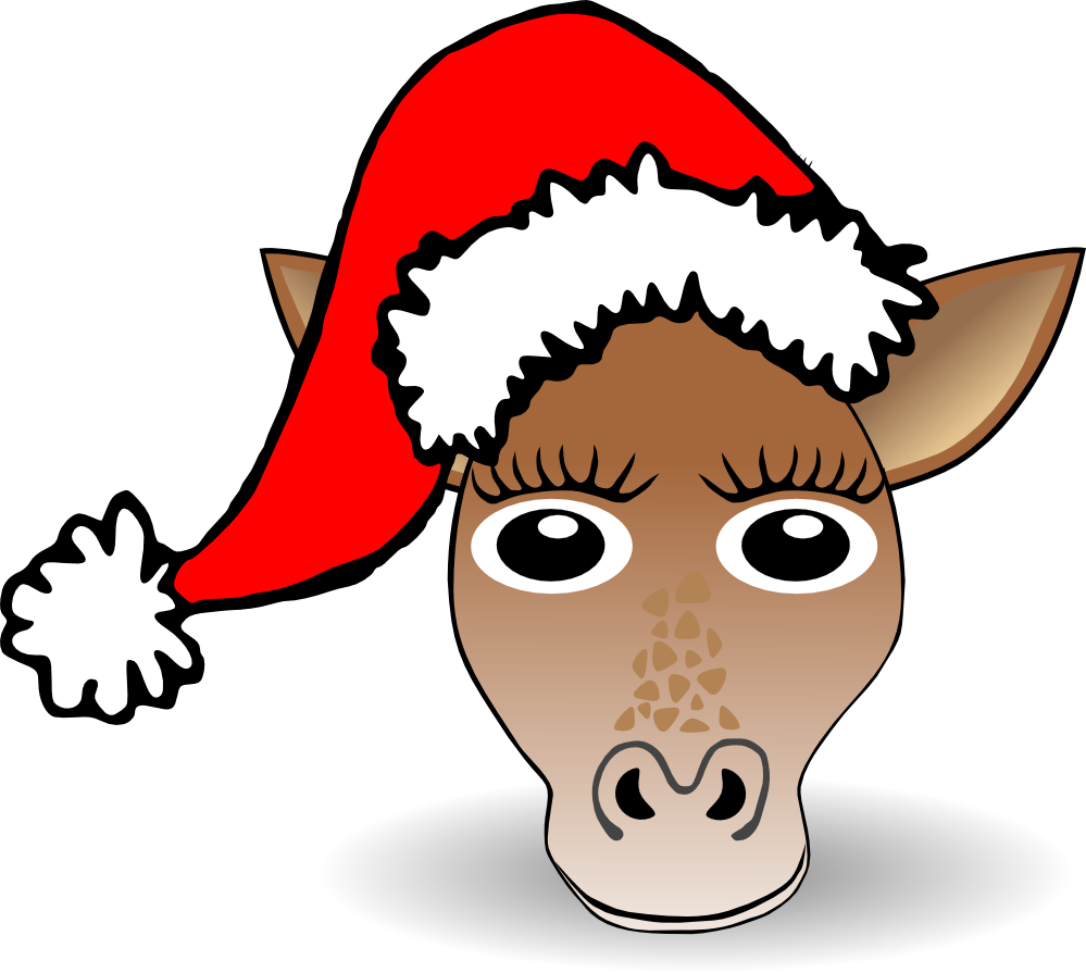 Cartoon Deerin Santa Hat PNG Image