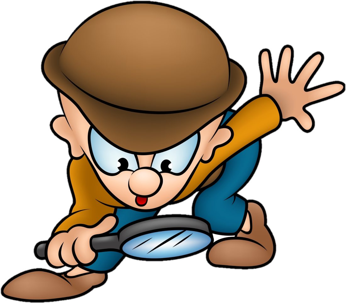 Cartoon Detective With Magnifying Glass PNG Image