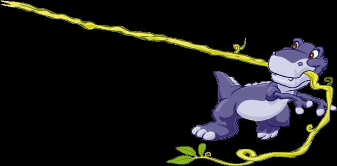 Cartoon Dinosaur Swingingon Vine PNG Image