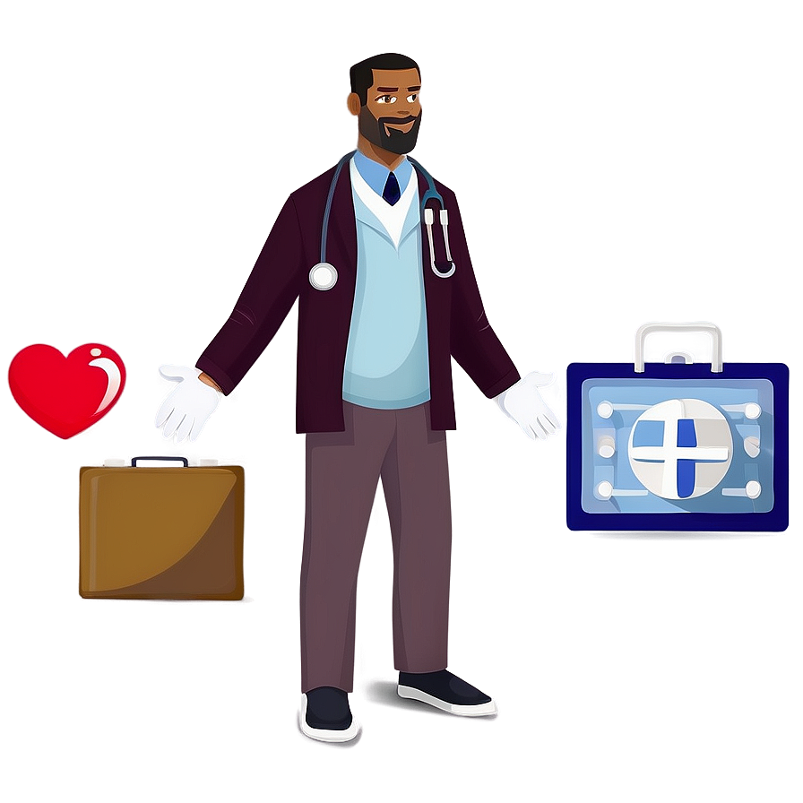 Cartoon Doctor And Health Icons Png 06212024 PNG Image