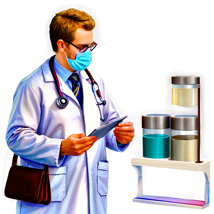 Cartoon Doctor Checking Temperature Png 41 PNG Image