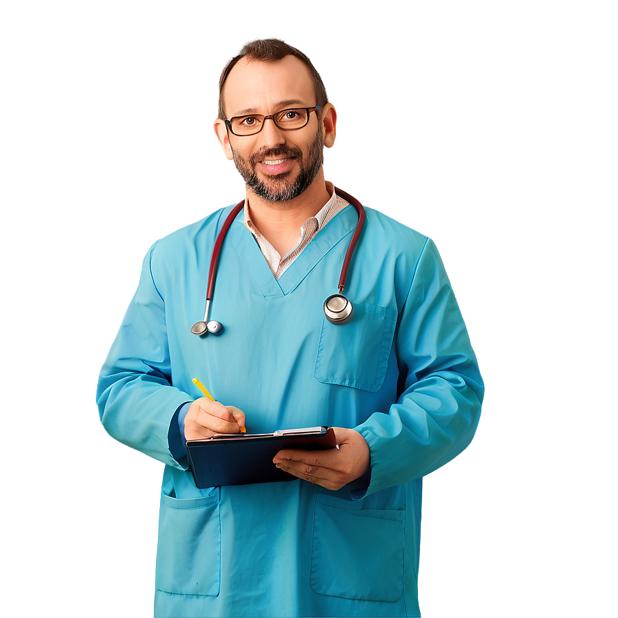 Cartoon Doctor Holding Clipboard Png Eom41 PNG Image