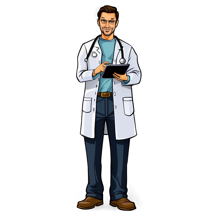 Cartoon Doctor In Lab Coat Png Xcf PNG Image