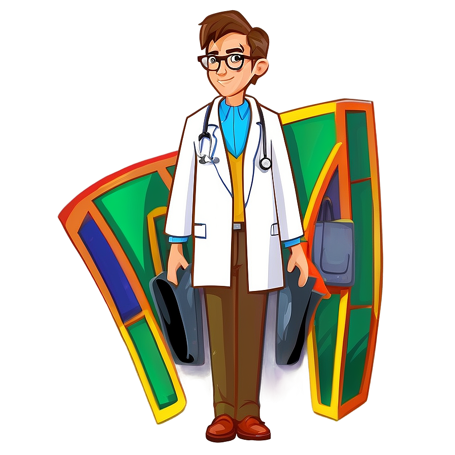 Cartoon Doctor With Glasses Png Fwm80 PNG Image