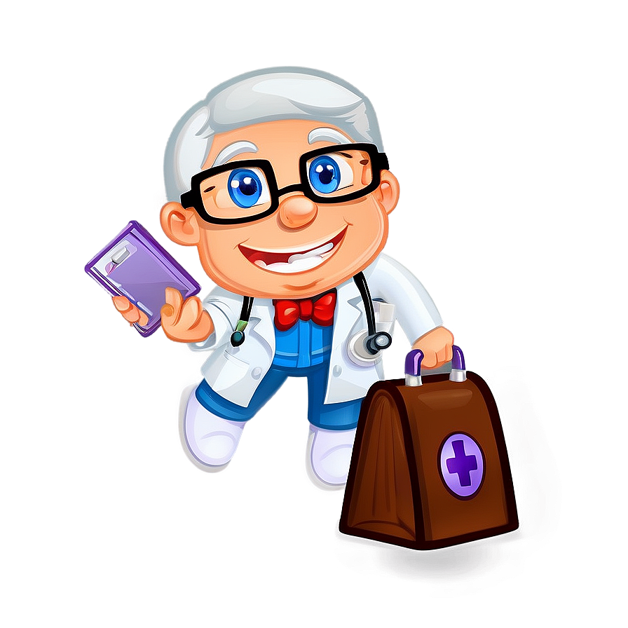 Cartoon Doctor With Glasses Png Juk PNG Image