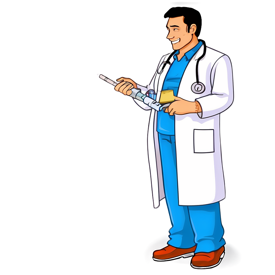 Cartoon Doctor With Syringe Png Vbf20 PNG Image