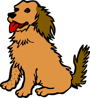 Cartoon Dog Sitting With Tongue Out PNG Image