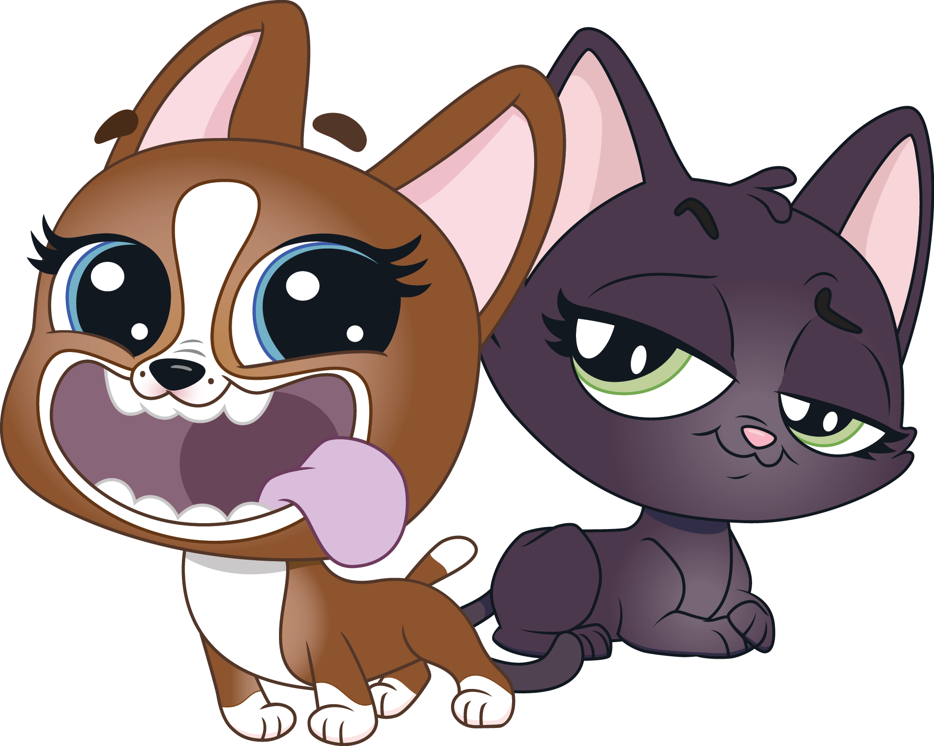 Cartoon Dogand Cat Friends PNG Image