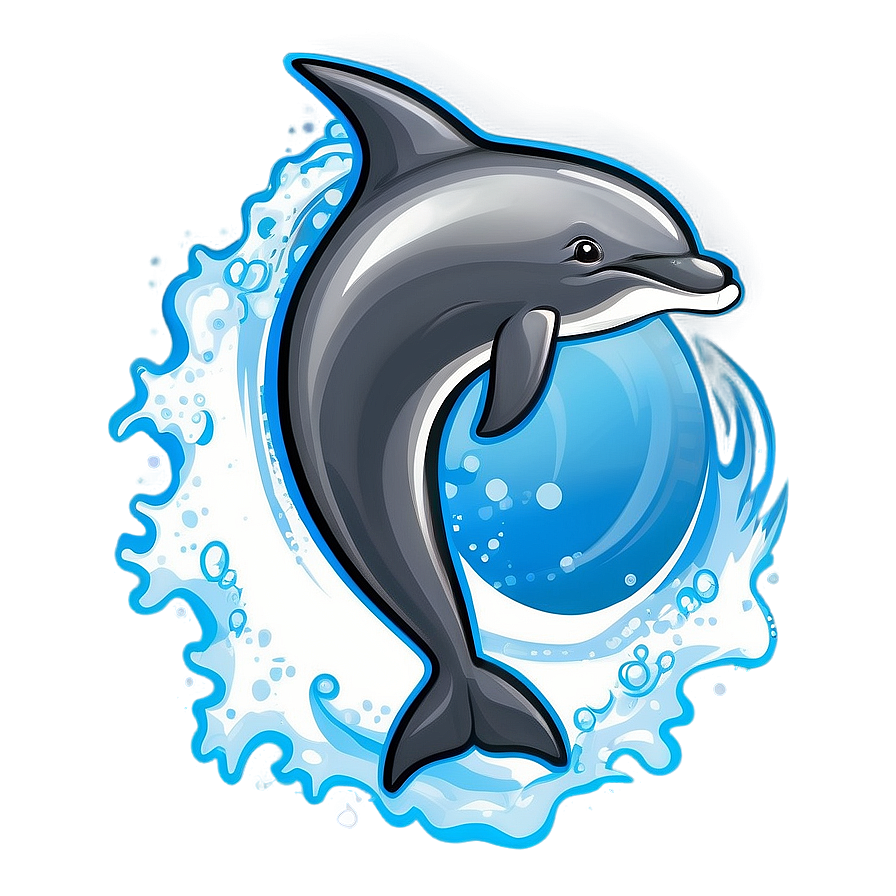 Cartoon Dolphin On Wave Png 06272024 PNG Image