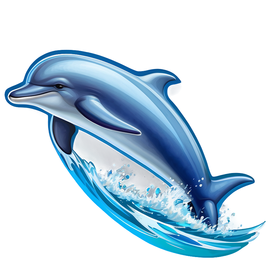 Cartoon Dolphin On Wave Png Aot55 PNG Image