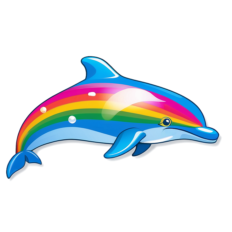 Cartoon Dolphin With Rainbow Png 3 PNG Image