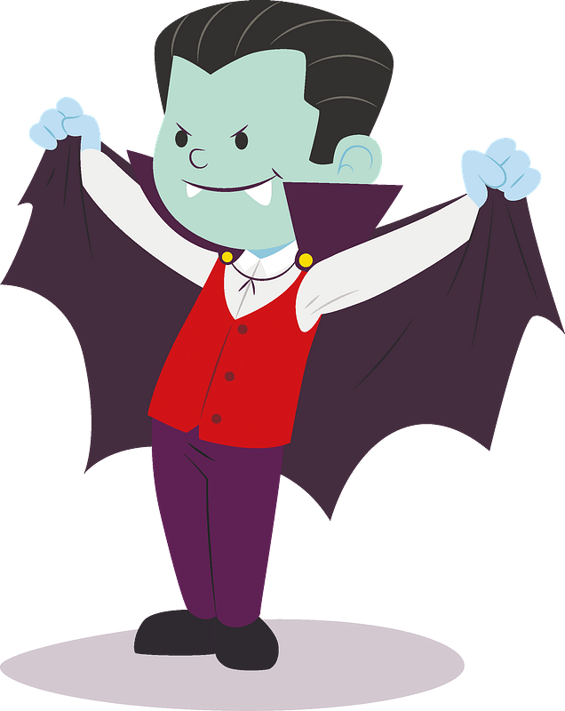 Cartoon Dracula Spreading Wings PNG Image