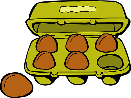 Cartoon Egg Carton Spill PNG Image