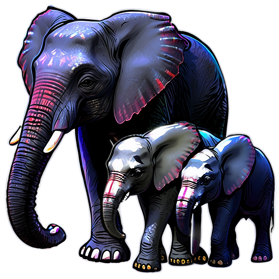 Cartoon Elephant Family Png Kon98 PNG Image