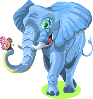 Cartoon Elephant Holding Flower PNG Image