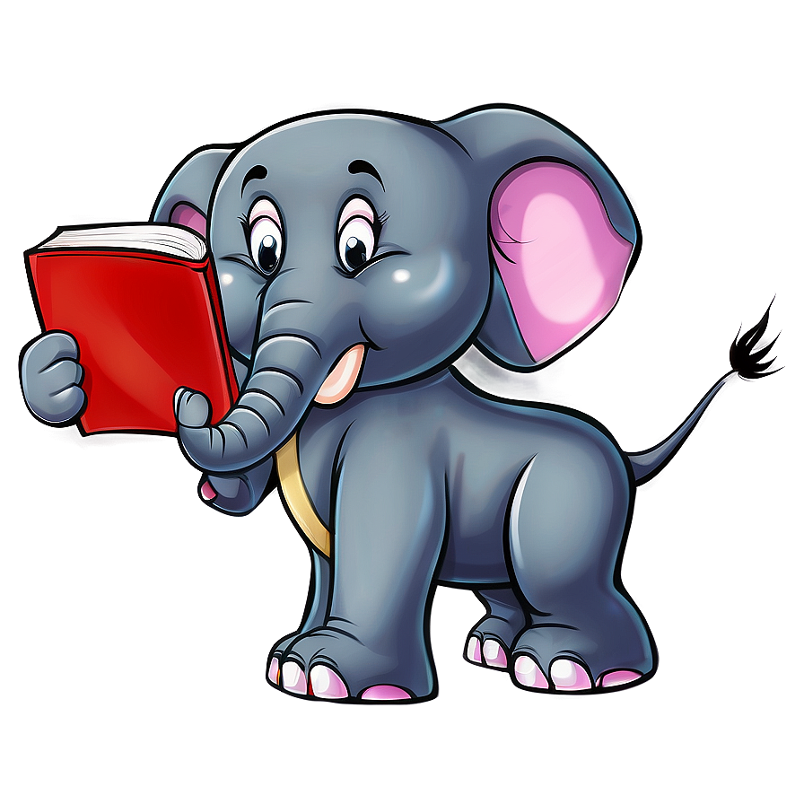 Cartoon Elephant With Book Png Pjf18 PNG Image