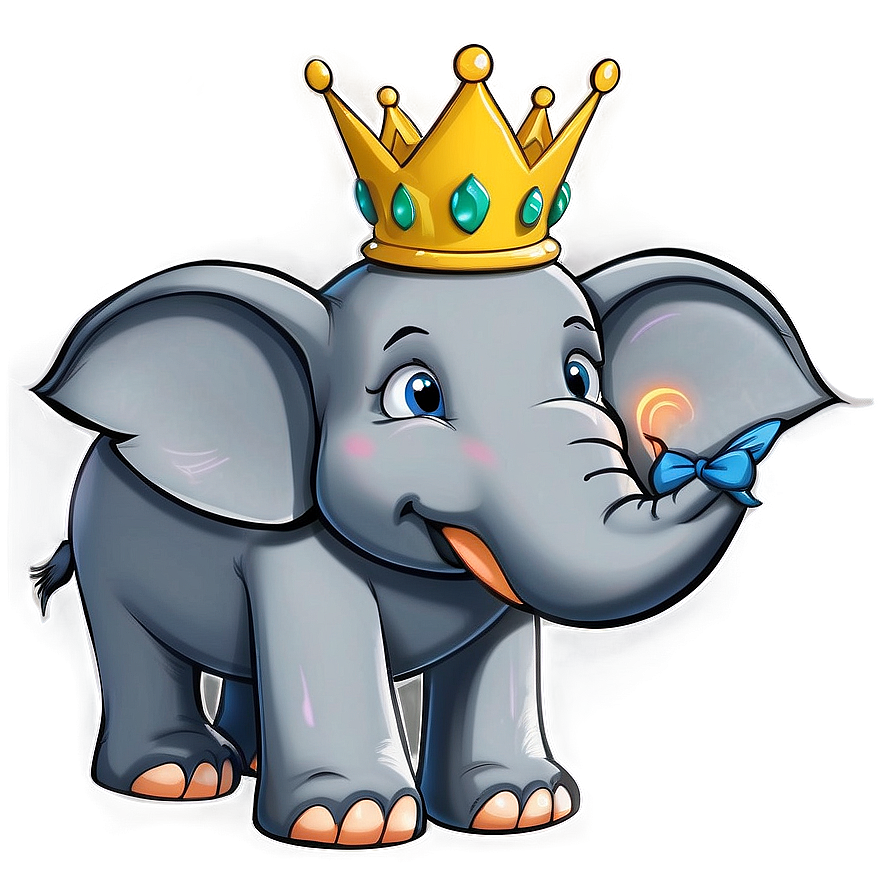 Cartoon Elephant With Crown Png Ohk PNG Image