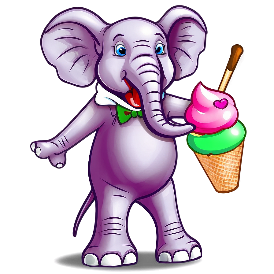 Cartoon Elephant With Ice Cream Png 06272024 PNG Image