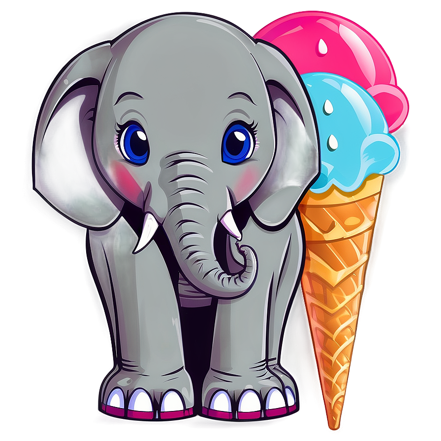 Cartoon Elephant With Ice Cream Png Trd99 PNG Image