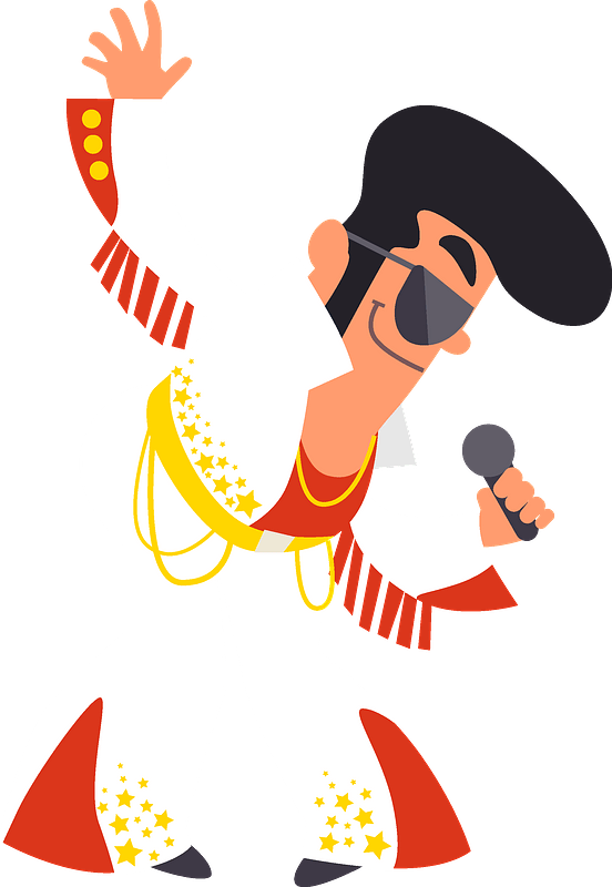 Cartoon Elvis Performing On Stage.png PNG Image