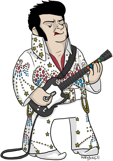 Cartoon Elvis Playing Guitar PNG Image