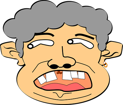 Cartoon Exaggerated Facial Expression PNG Image