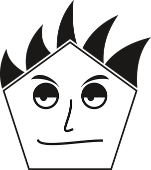 Cartoon Face Black Hair Smirk PNG Image