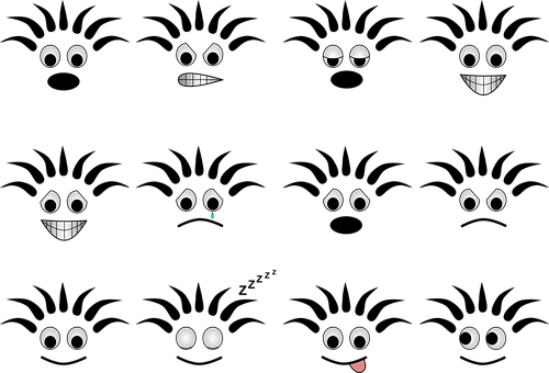 Cartoon Face Expressions Vector PNG Image