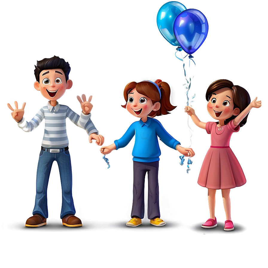 Cartoon Family Celebration Png Kom PNG Image