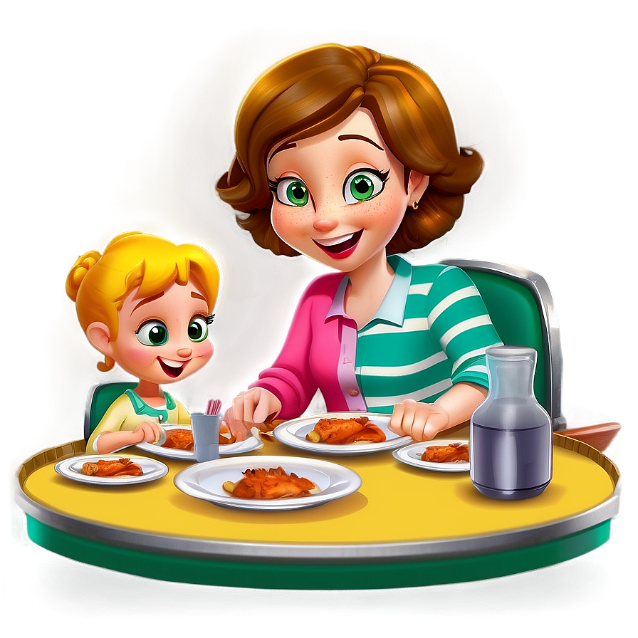 Cartoon Family Dinner Png 06282024 PNG Image