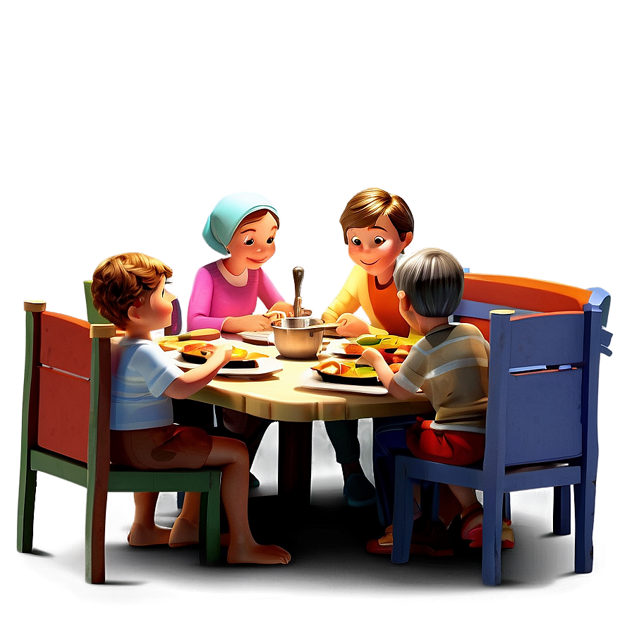 Cartoon Family Dinner Png Gng93 PNG Image