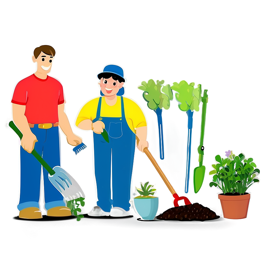 Cartoon Family Gardening Png 73 PNG Image