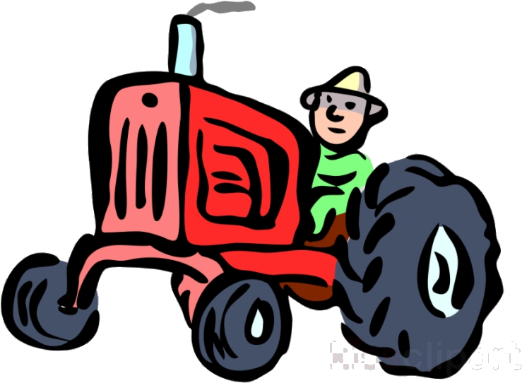 Cartoon Farmer Driving Tractor PNG Image