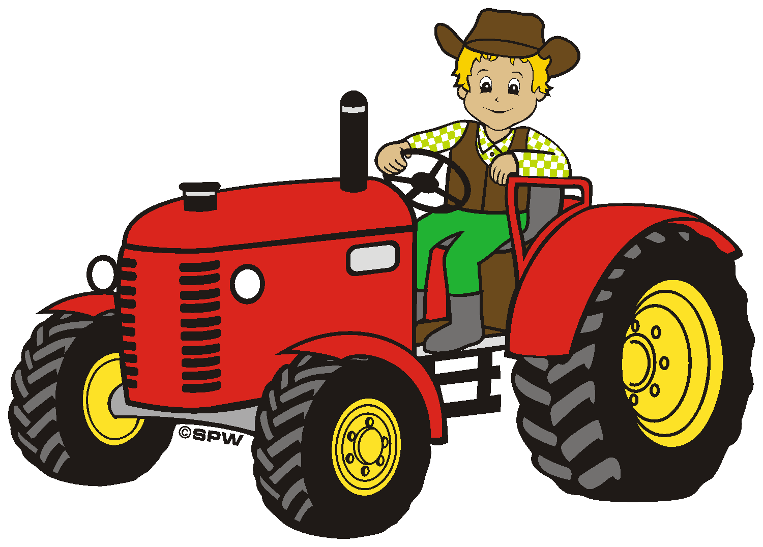 Cartoon Farmeron Tractor PNG Image