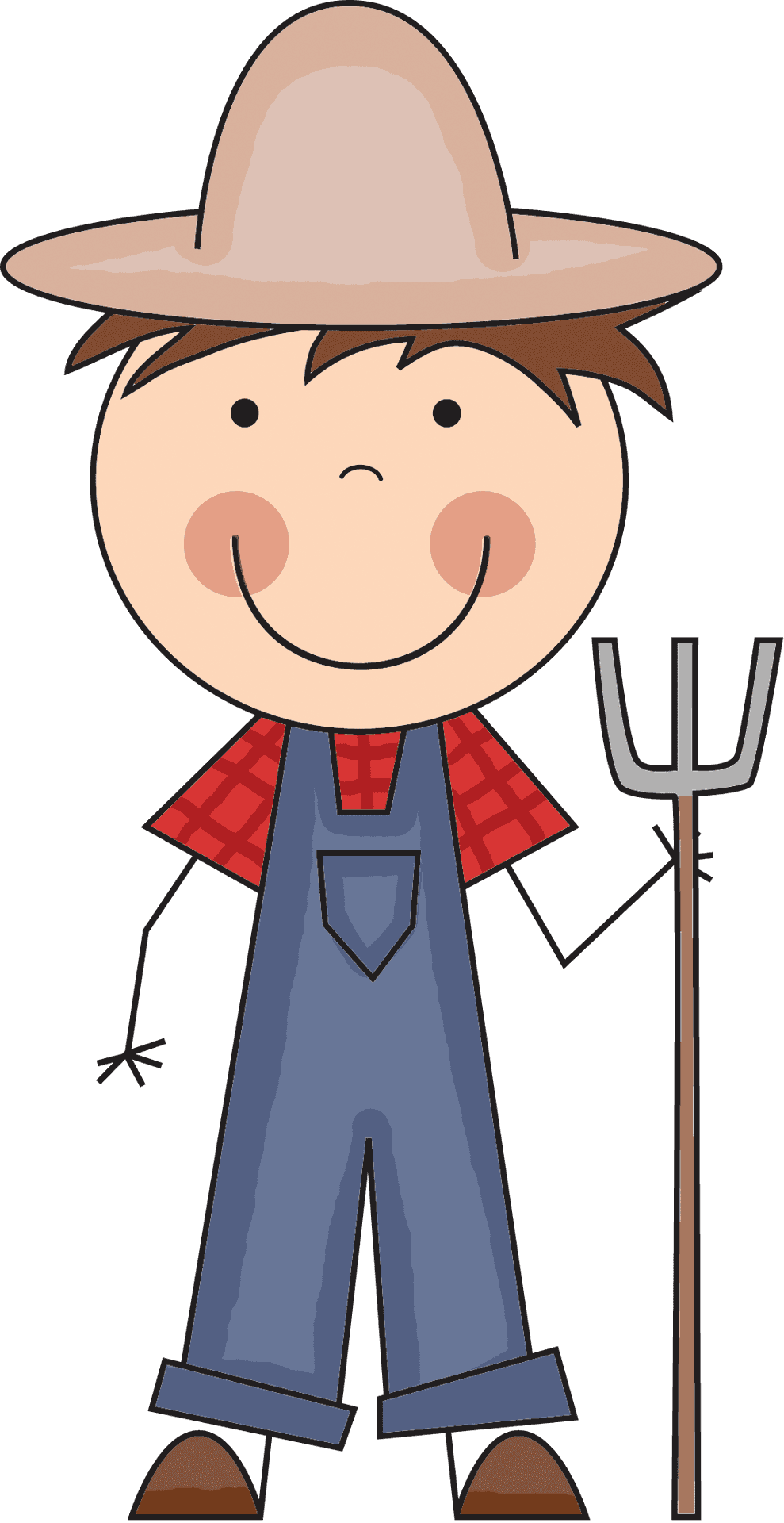 Cartoon Farmerwith Pitchfork PNG Image